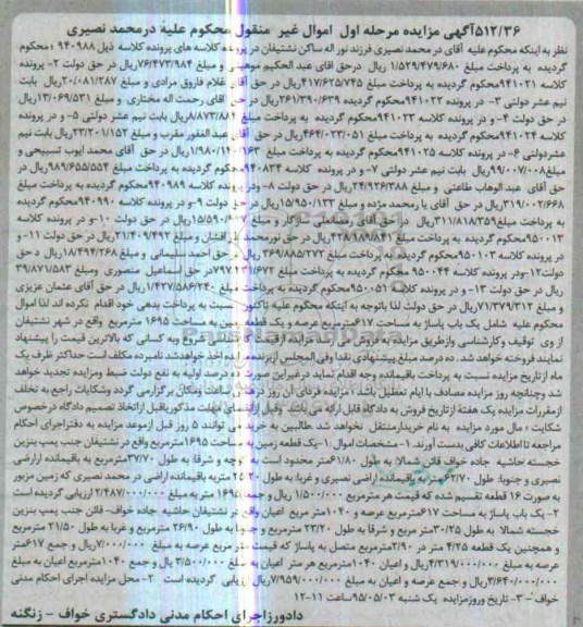 مزایده,مزایده یکباب پاساژ مساحت 617متر و یک قطعه زمین نوبت اول