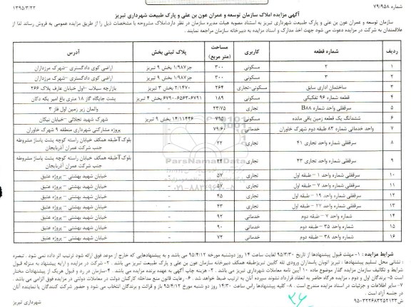 مزایده,مزایده فروش املاک سازمان توسعه و عمران 