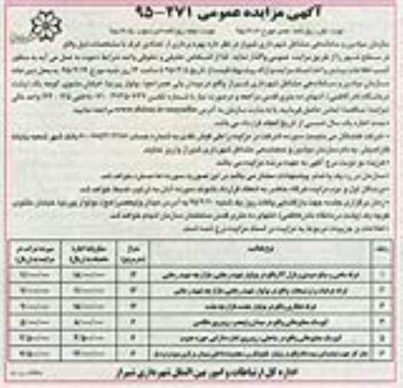 مزایده عمومی , مزایده عمومی بهره برداری از تعدادی غرف - نوبت دوم