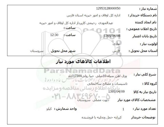استعلام, استعلام ورق آهن سیاه