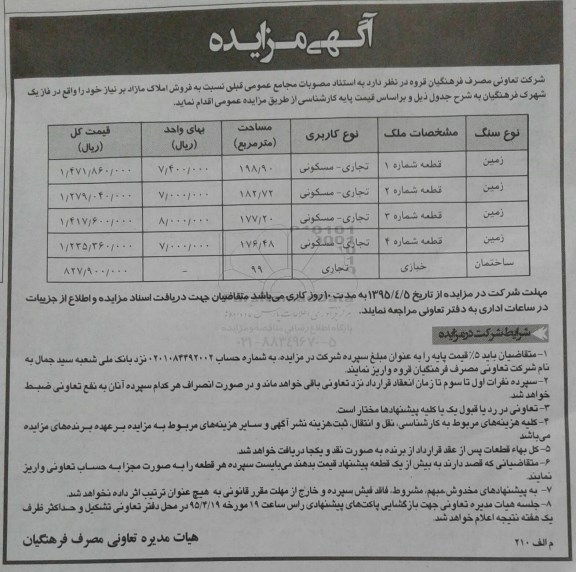 مزایده,مزایده فروش املاک کاربری تجاری مسکونی 