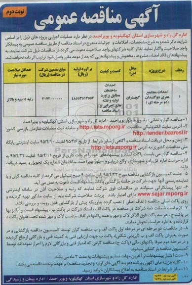 آگهی مناقصه عمومی , مناقصه احداث مجتمع هنری دوگنبدان  نوبت دوم 