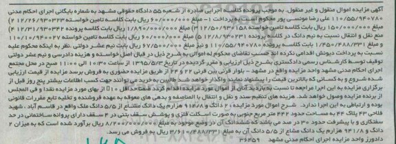 مزایده,مزایده دو دانگ و 914.8 هزارم یک دانگ مشاع از5.5 دانگ ملک 