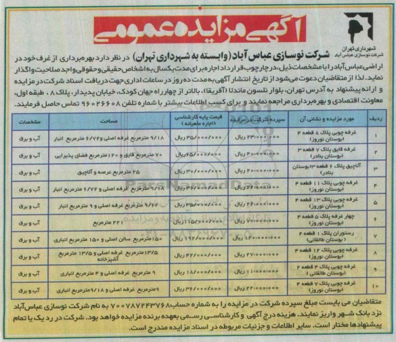 مزایده , مزایده  بهره برداری از غرف خود در اراضی
