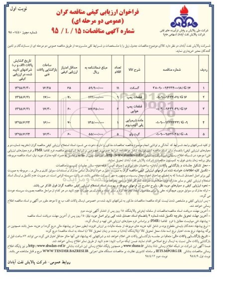 فراخوان ارزیابی کیفی مناقصه گران عمومی دو مرحله ای , فراخوان ارزیابی کیفی گسکت...