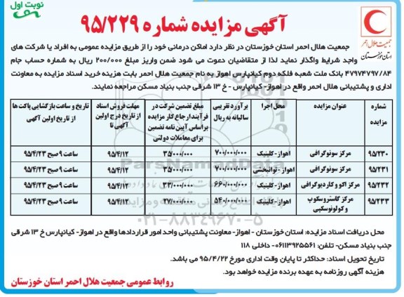 آگهی مزایده , مزایده واگذاری اماکن درمانی