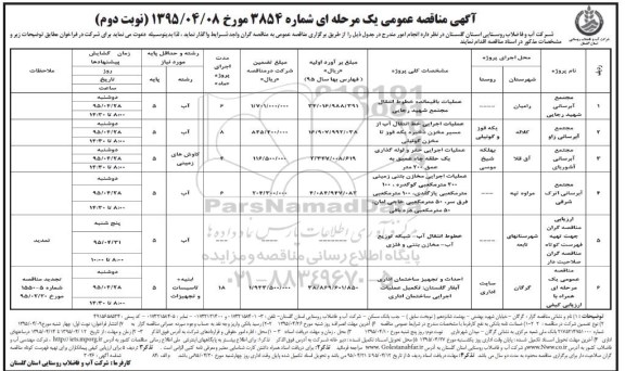 آگهی مناقصه عمومی یک مرحله ای,مناقصه عملیات باقیمانده خطوط انتقال مجتمع شهید رجایی-نوبت دوم 