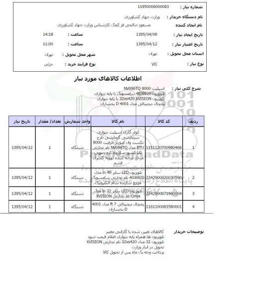 استعلام , استعلام اسپلیت ، انواع تلویزیون و یخچال