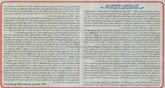مزایده,مزایده ششدانگ هفت دستگاه آپارتمان