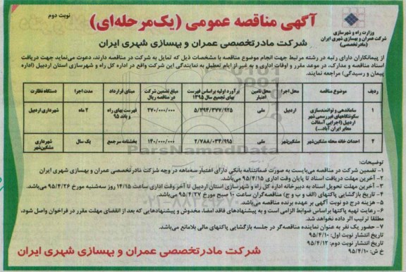آگهی مناقصه عمومی ،آگهی مناقصه عمومی  ساماندهی و توانمندسازی سكونتگاههای غیررسمی شهر ...- نوبت دوم