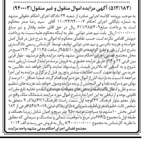 مزایده,مزایده ششدانگ ملک با عرصه 250متر 