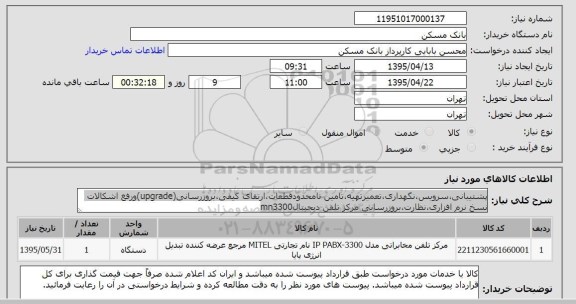استعلام , استعلام پشتیبانی ، سرویس ، نگهداری ، تعمیر ، تهیه ، تامین نامحدود قطعات و...