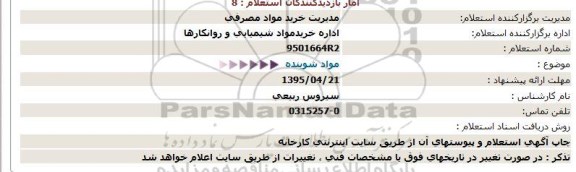 استعلام مواد شوینده  