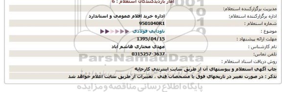 استعلام, استعلام ناودانی فولادی