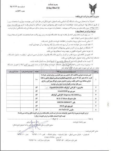 استعلام بهاء , استعلام کیس هوشمند دیواری - 95.04.13