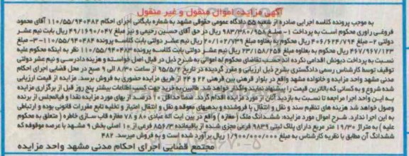 مزایده,مزایده ششدانگ ملک مغازه 19.30متر 
