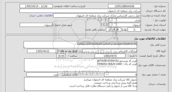 استعلام , استعلام رله به همراه متروسل-95.04.14