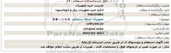 استعلام,استعلام تجهیزات شبکه سیسکو  