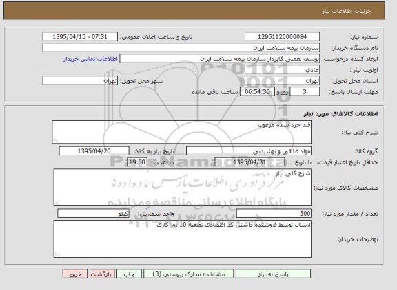 استعلام , استعلام قند خرد شده مرغوب 
