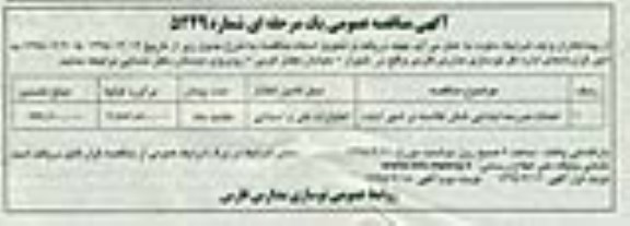 آگهی مناقصه عمومی  , مناقصه احداث مدرسه ابتدایی شش کلاسه در شهر آباده- نوبت دوم 