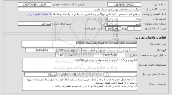 استعلام, استعلام  الکتروموتور 18.5 کیلووات به همراه پمپ شناور