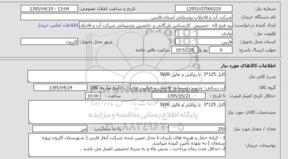 استعلام, استعلام کابل با روکش و عایق