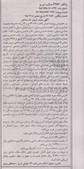 مزایده,مزایده زمین با کاربری مسکونی با مساحت 170.5متر