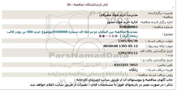 تمدید مناقصه  خرید 480 تن پودر قالب ریخته گری 