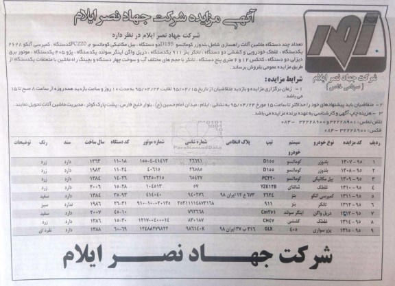 آگهی مزایده,مزایده فروش ماشین آلات راهسازی و ...