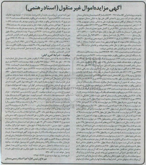 مزایده,مزایده سند مالکیت ششدانگ اپارتمان مسکونی کلاسه له 9400381