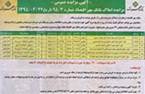 مزایده,مزایده فروش املاک با نوع ملک ویلایی