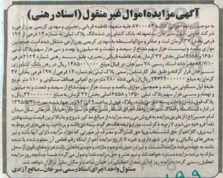 مزایده,مزایده ششدانگ پلاک ثبتی بخش سی و هفت کرمان