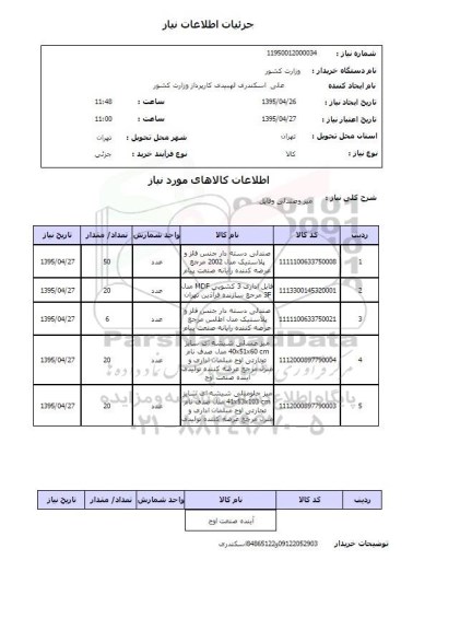 استعلام , استعلام میز و صندلی و فایل