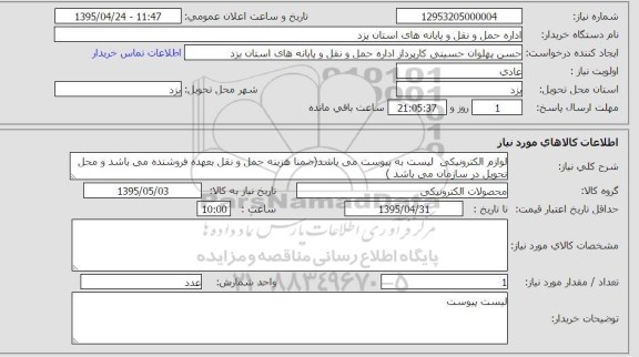 استعلام, استعلام لوازم الکترونیکی