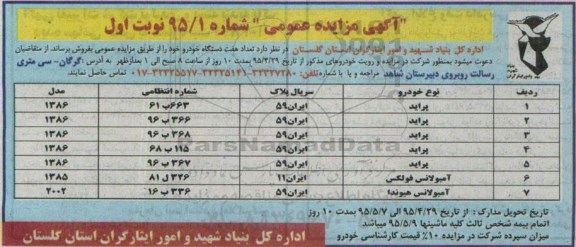 مزایده, مزایده تعداد هفت دستگاه خودرو