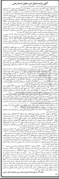مزایده,مزایده املاک شامل خانه و ساختمان کلاسه 8600065