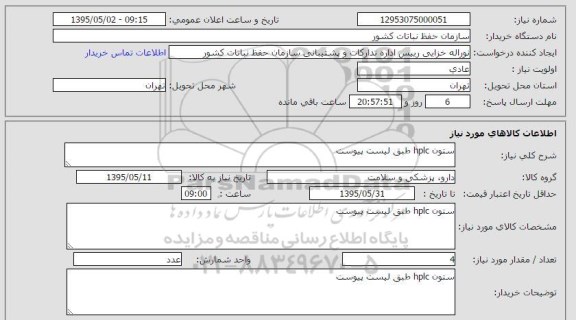 استعلام, استعلام ستون HPLC  