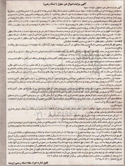 مزایده,مزایده سند مالکیت 6 دانگ پلاک ثبتی