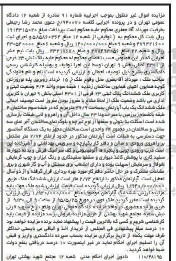 مزایده,مزایده پلاک ثبتی کاربری اداری