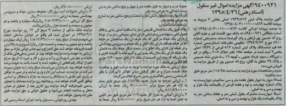 مزایده,مزایده پلاک ثبتی مساحت 115.98متر