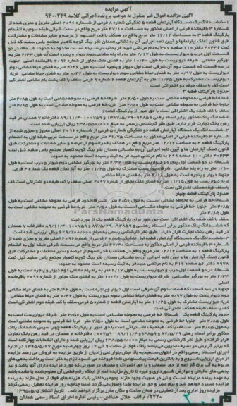 مزایده,مزایده ششدانگ سه دستگاه آپارتمان