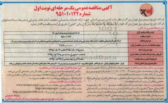 آگهی مناقصه عمومی یک مرحله ای  تامین نیروی انسانی