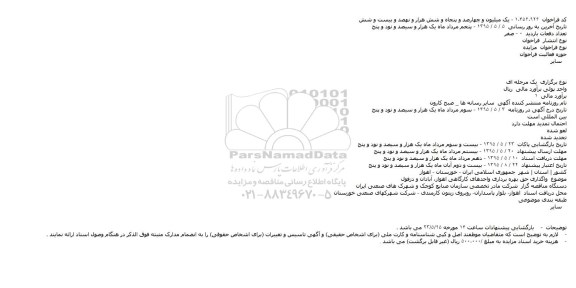 مزایده,مزایده واگذاری حق بهره برداری واحدهای کارگاهی اهواز، آبادان و دزفول