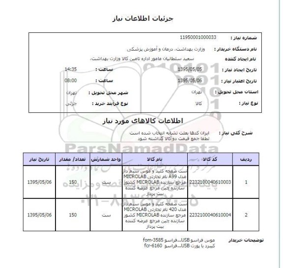 استعلام, استعلام ست صفحه کلید و موس سیم دار ...