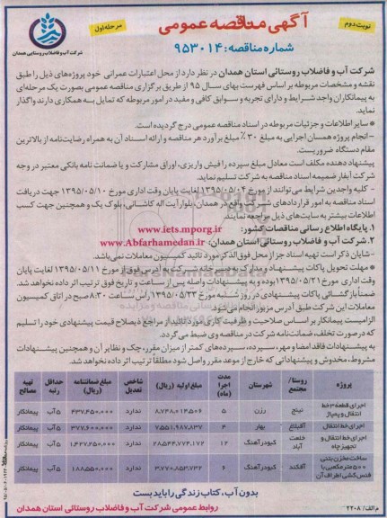 آگهی مناقصه عمومی , مناقصه اجرای قطعه 3 خط انتقال و پمپاژ و ... نوبت دوم 