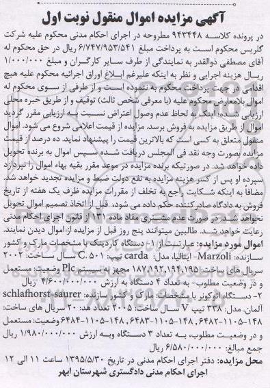 آگهی مزایده,مزایده دستگاه کاردینک