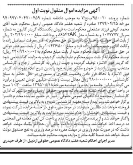 مزایده,مزایده یک دستگاه گریدر گالیون