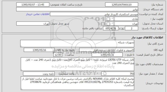 استعلام, استعلام تجهیزات شبکه 