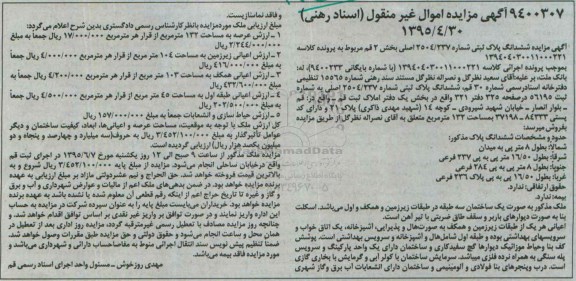 مزایده,مزایده ششدانگ پلاک ثبتی اسناد رهنی