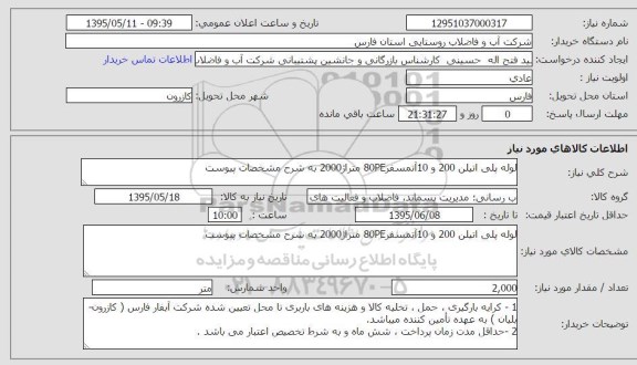 استعلام , استعلام لوله پلی اتیلن 